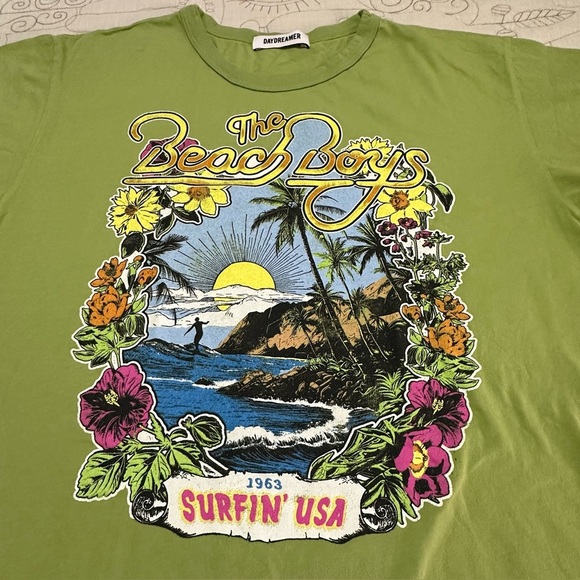 NWOT Daydreamer The Beach Boys 1963 Ringer Tee L in Matcha - Picture 6 of 10